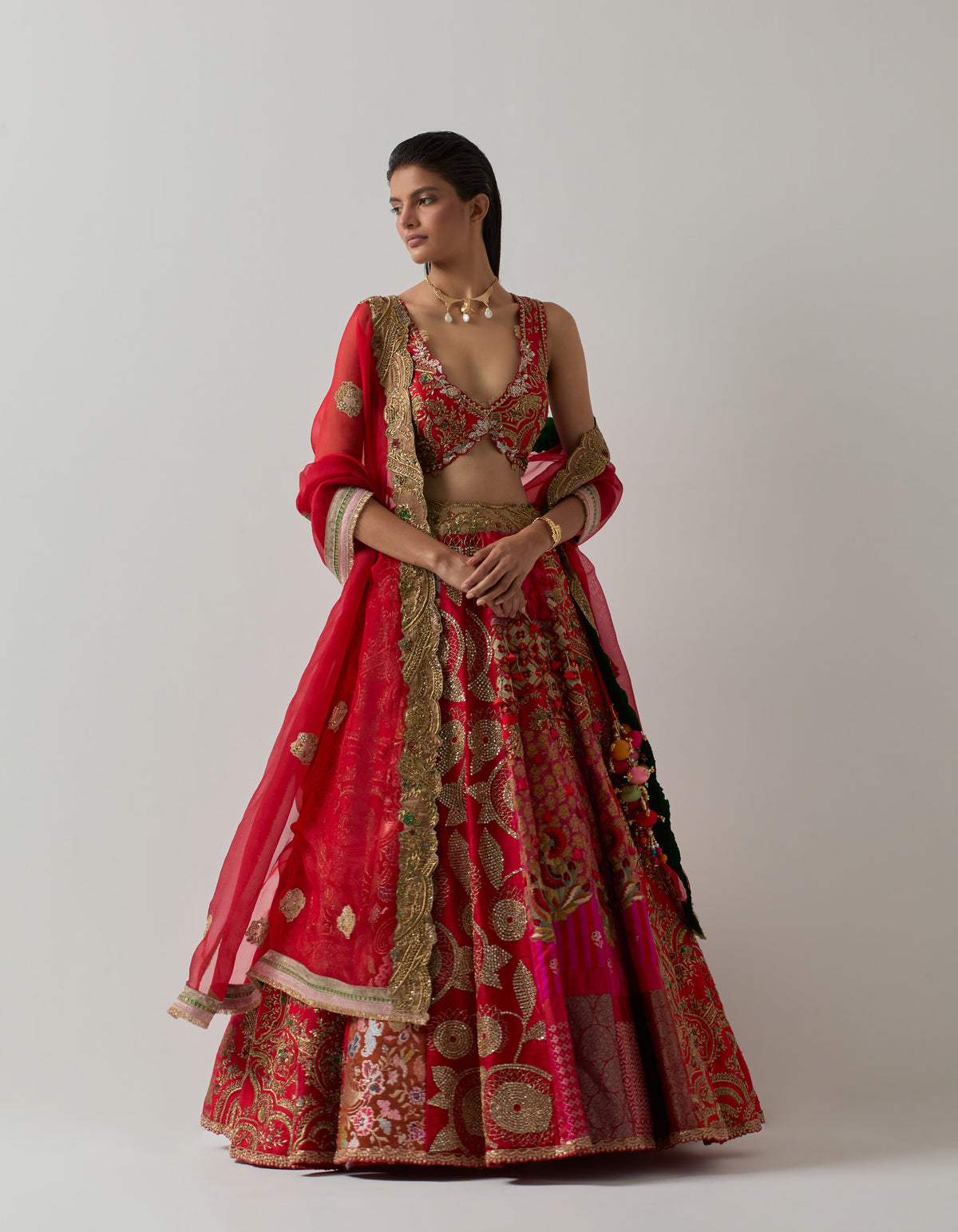 Red Zari Lehenga Set