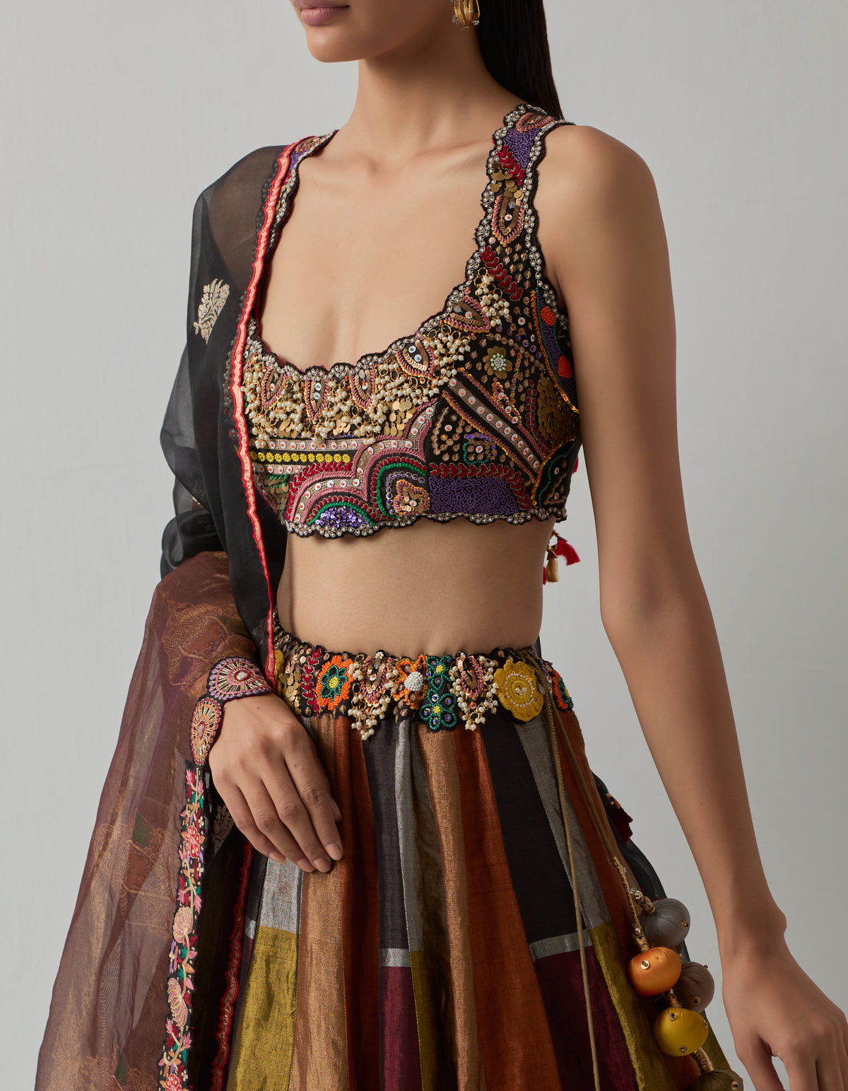 Black Metallic Lehenga Set