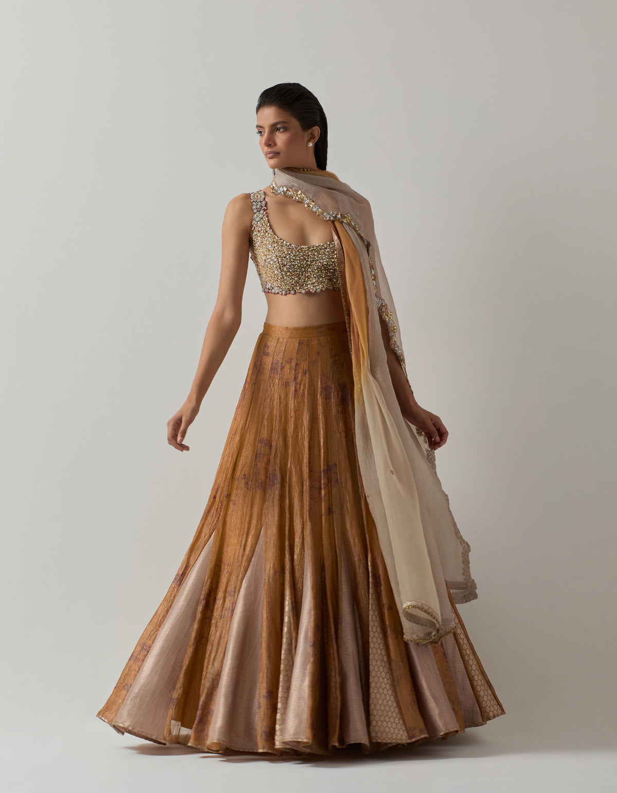 Mustard Tissue Lehenga Set