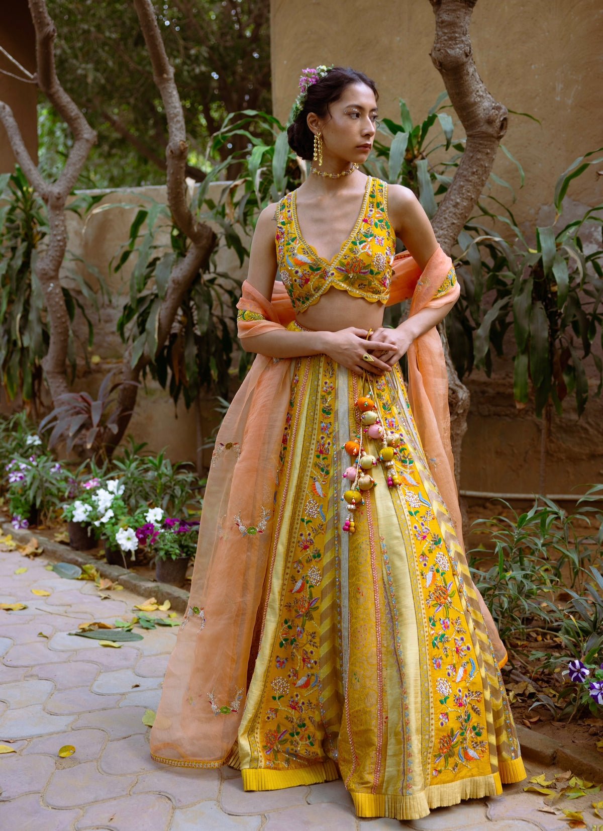 Yellow Embellished Lehenga Set