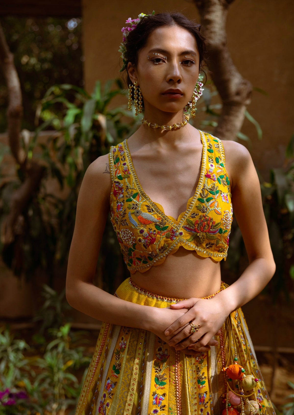 Yellow Embellished Lehenga Set