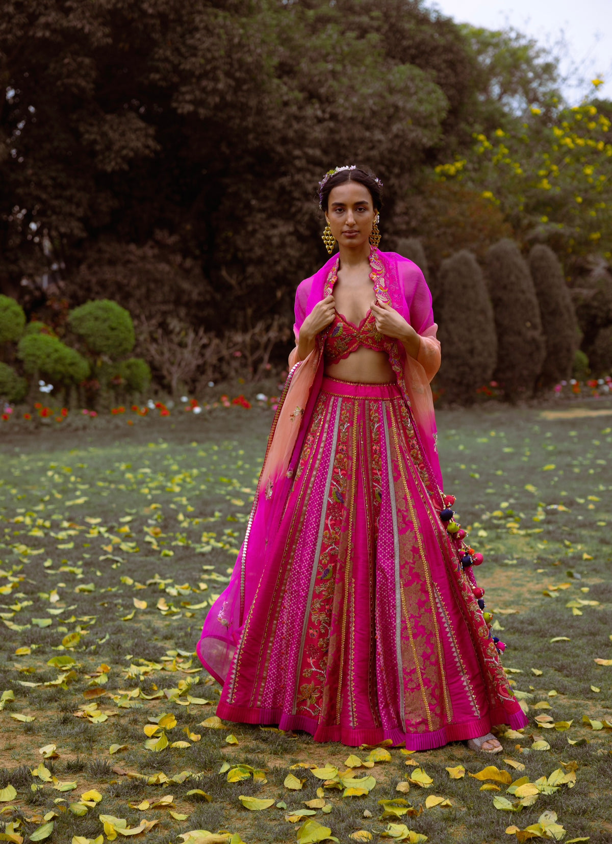 Fuchsia Embellished Lehenga Set