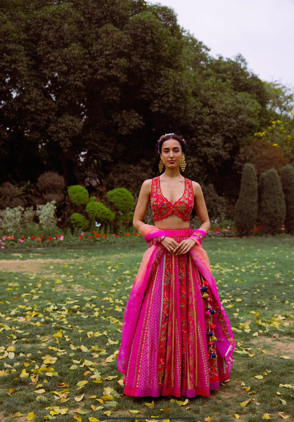 Fuchsia Embellished Lehenga Set