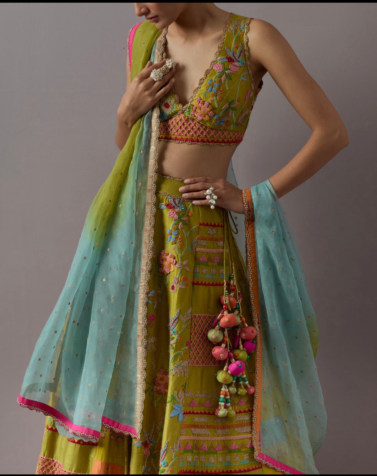 Lime Green Lehenga Set