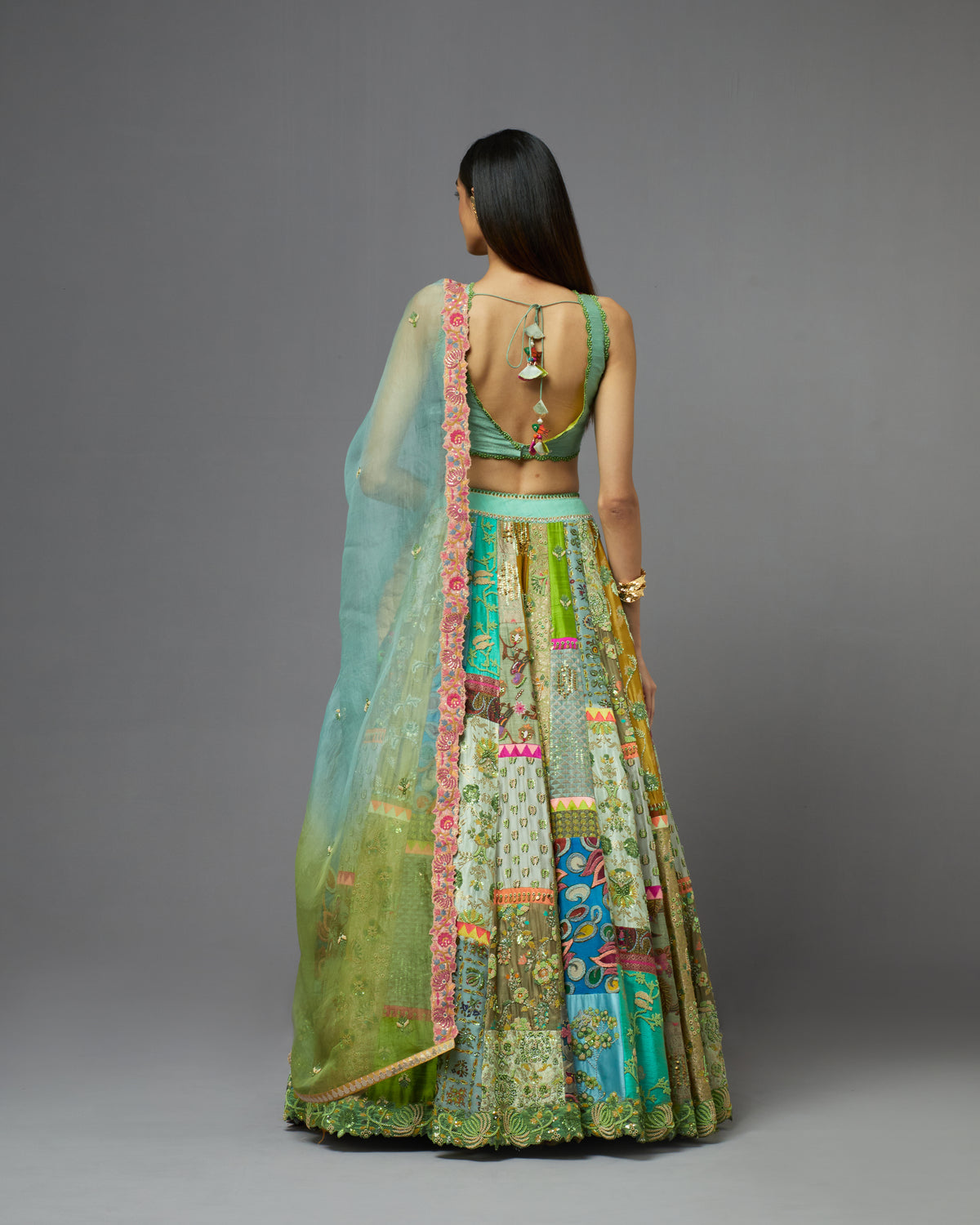 Multi Green Lehenga Set