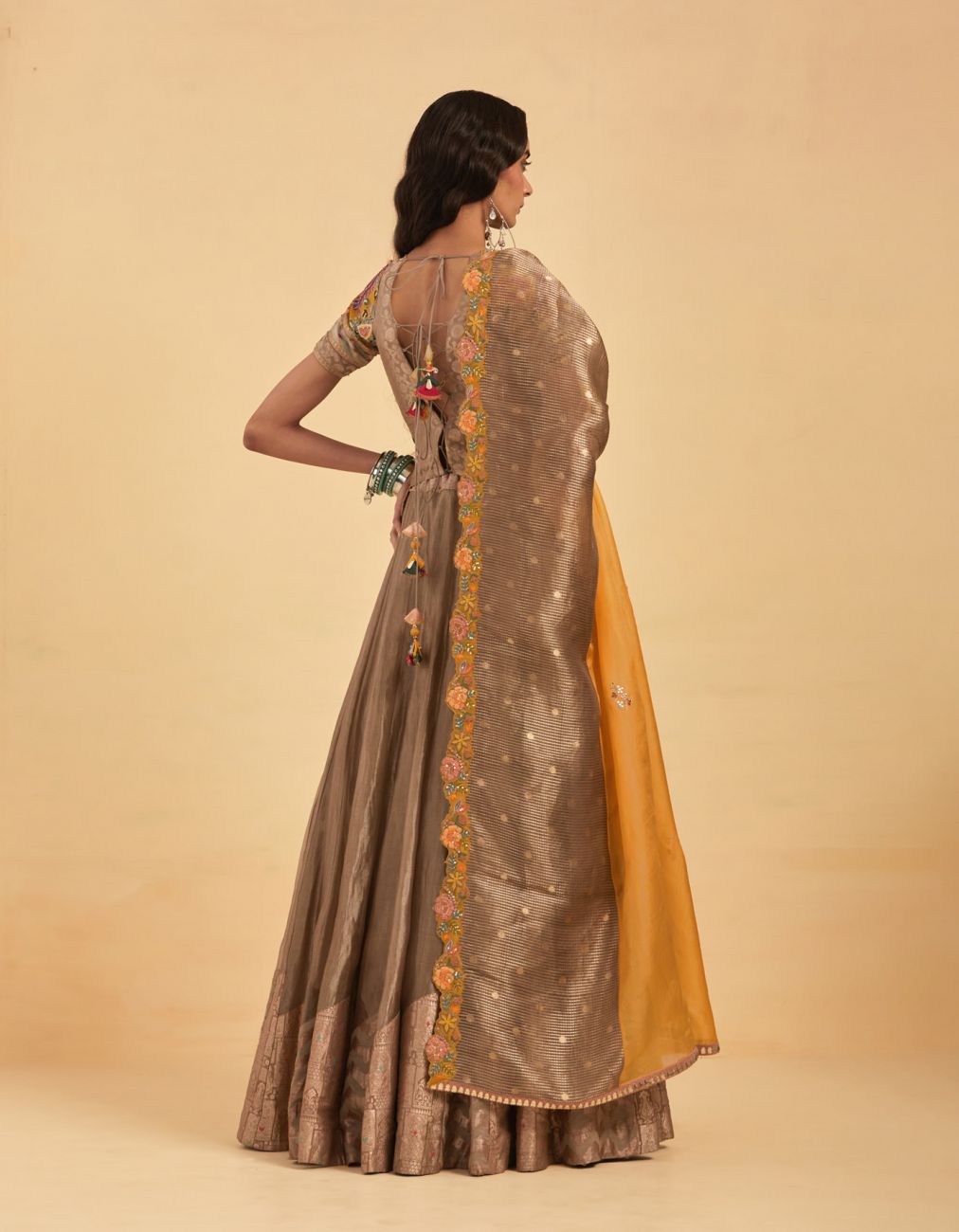 Yellow and Metallic Lehenga Set