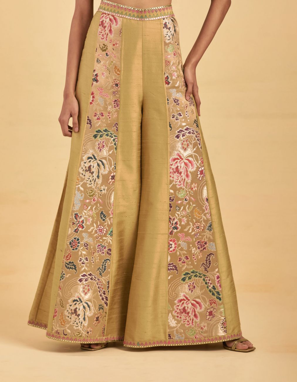 Beige Silk Sharara Set