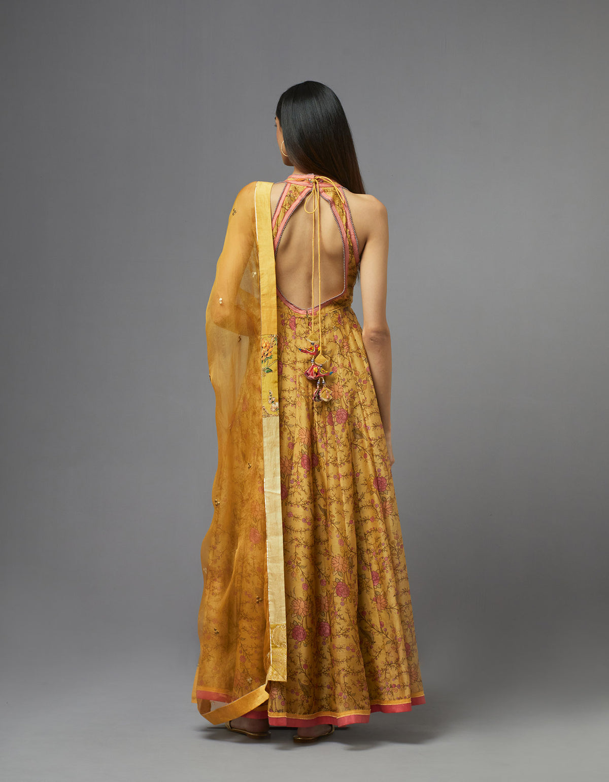 Yellow Printed Anarkali