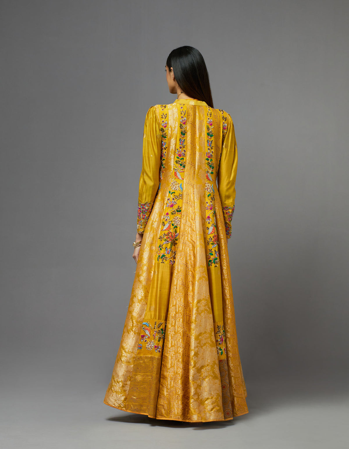 Yellow Embroidered Jacket and Kalidar Set