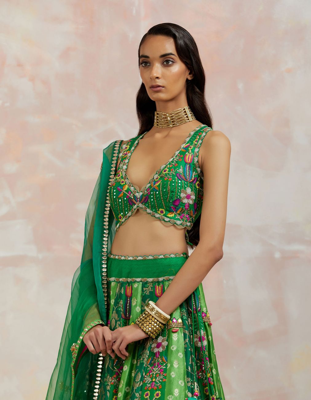 Bottle Green Lehenga Set