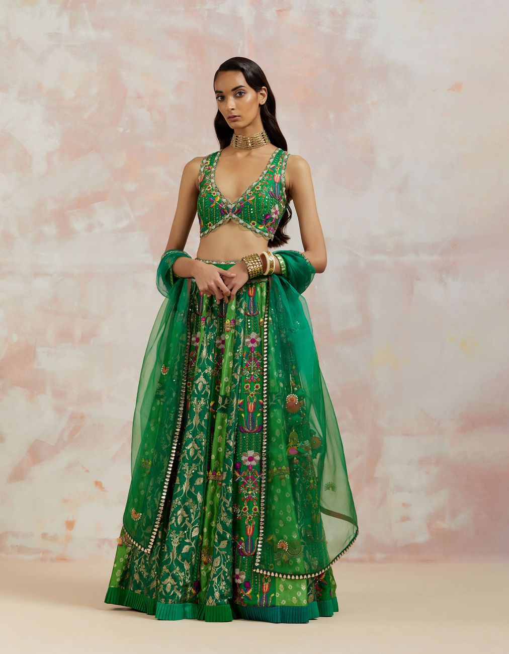 Bottle Green Lehenga Set