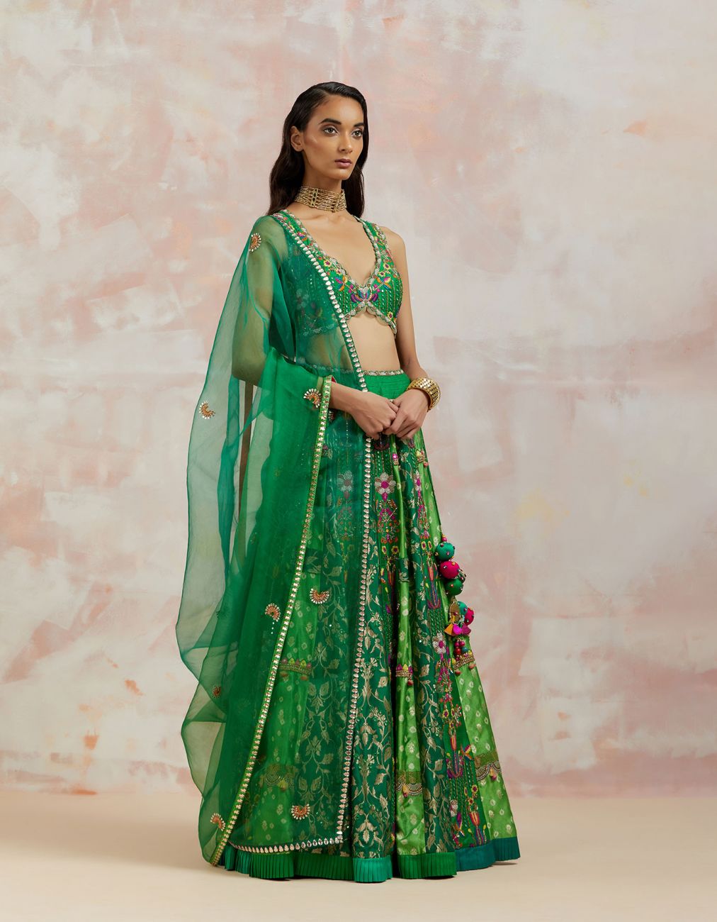 Bottle Green Lehenga Set