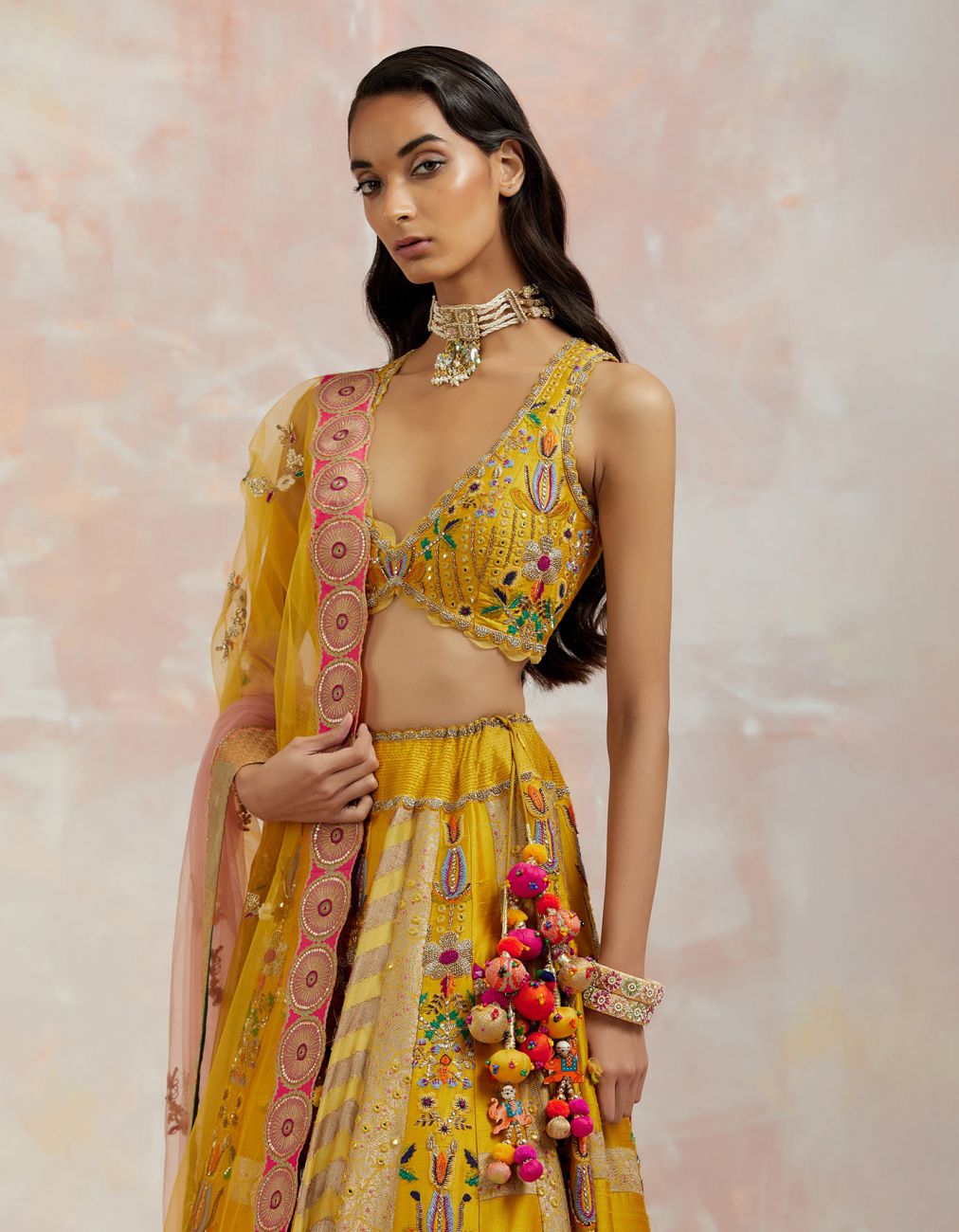 Mustard Silk Lehenga Set