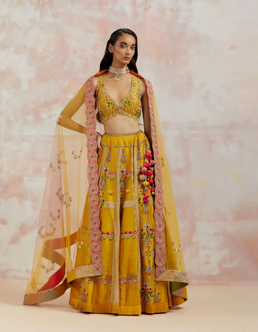 Mustard Silk Lehenga Set