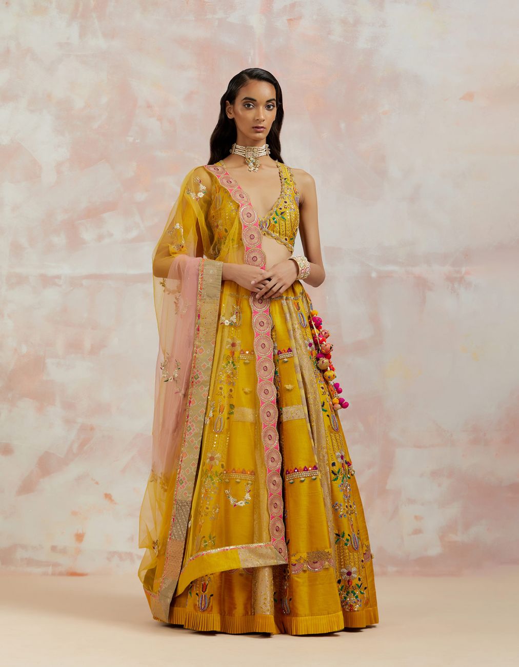 Mustard Silk Lehenga Set