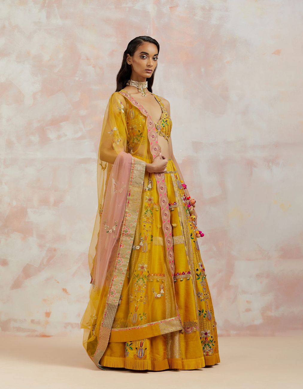 Mustard Silk Lehenga Set