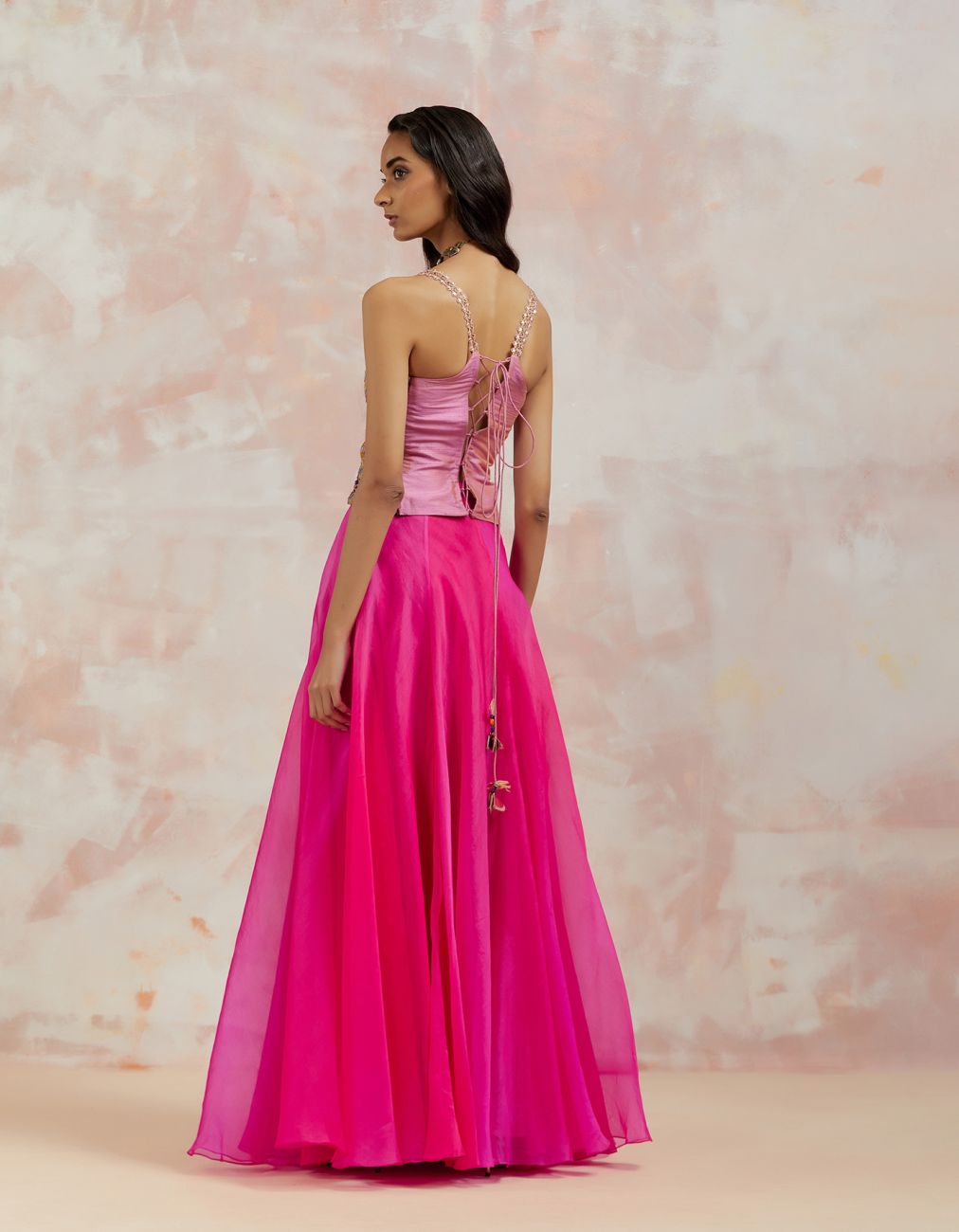 Multi Corset and Fuchsia Skirt Set