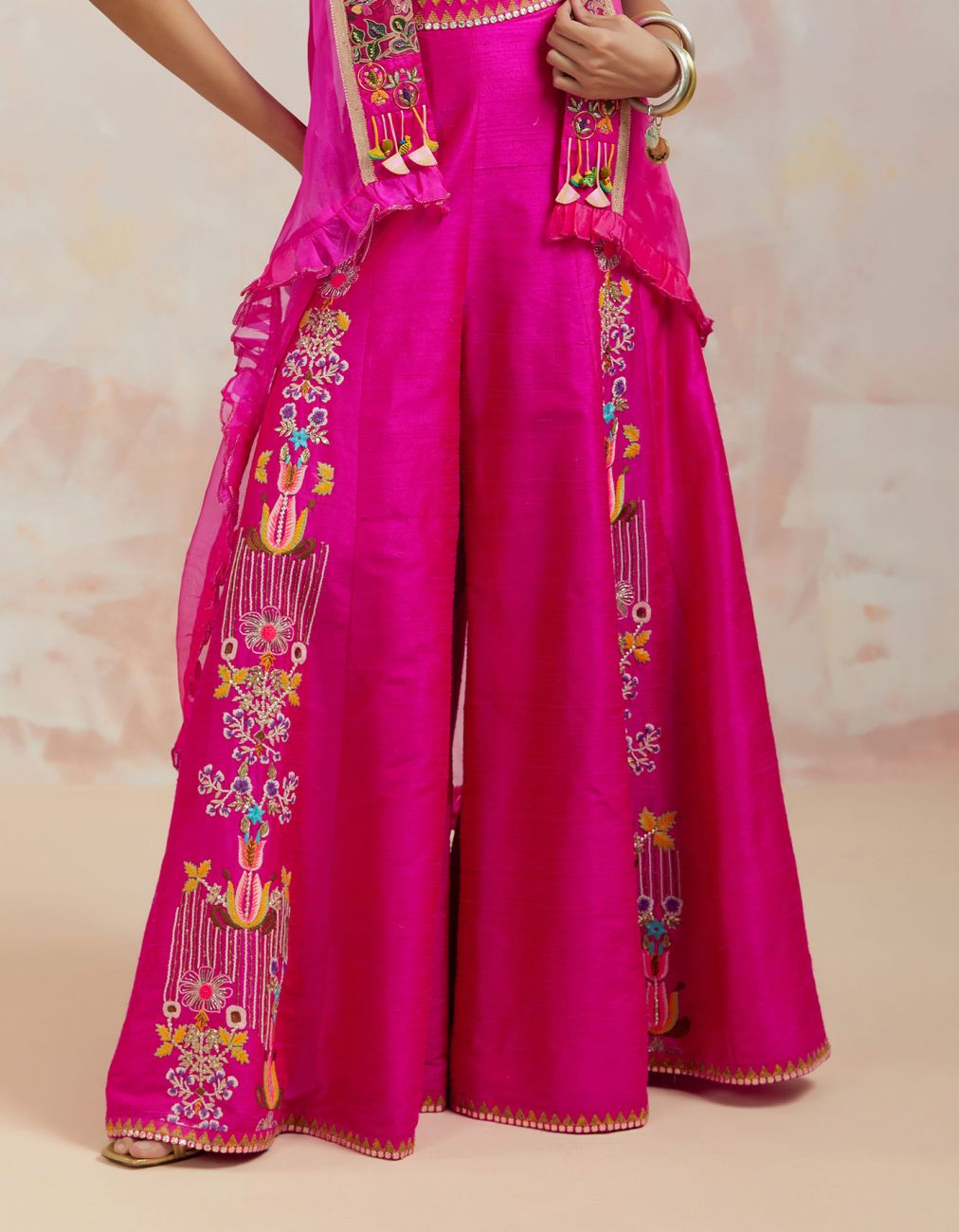 Fuchsia Cape Sharara Set