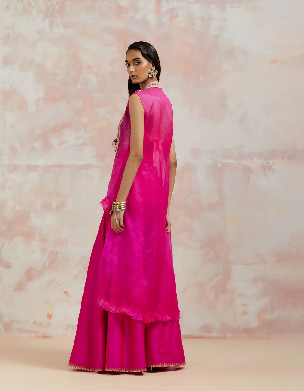 Fuchsia Cape Sharara Set