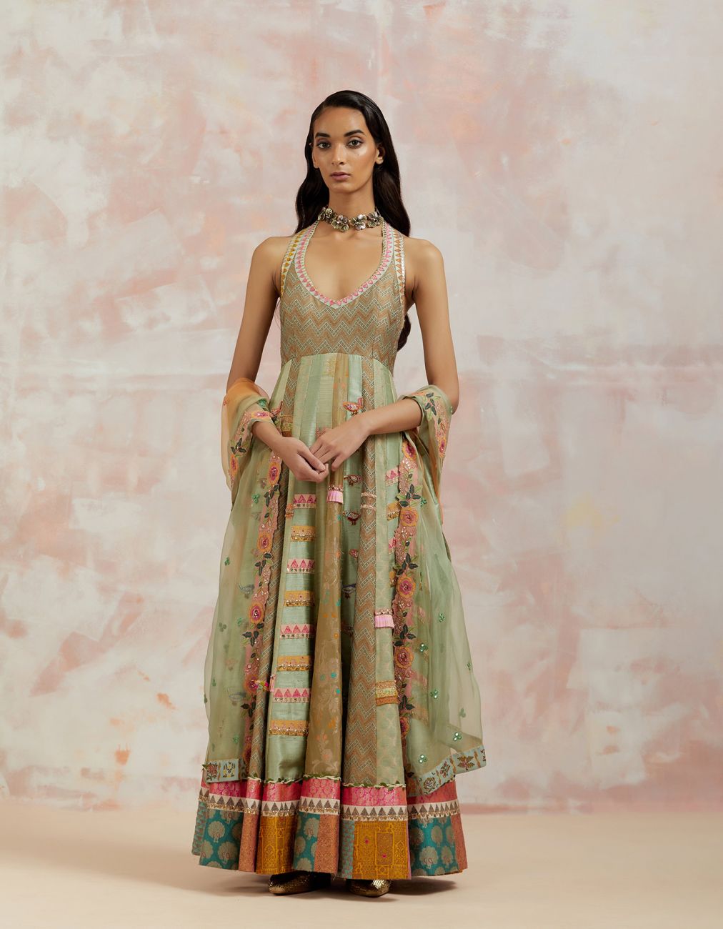 Light Green Anarkali Set