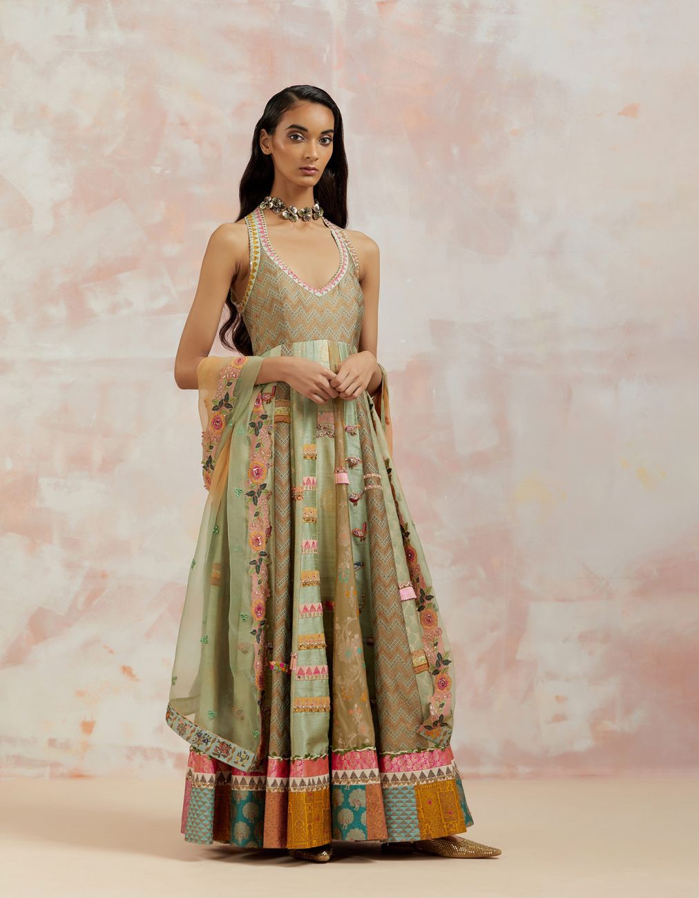 Light Green Anarkali Set